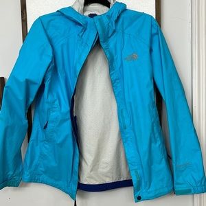 Blue north face rain jacket